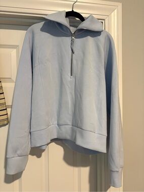 SPANX Air Essential Light Blue Stretch Top with Care-Tag Detail